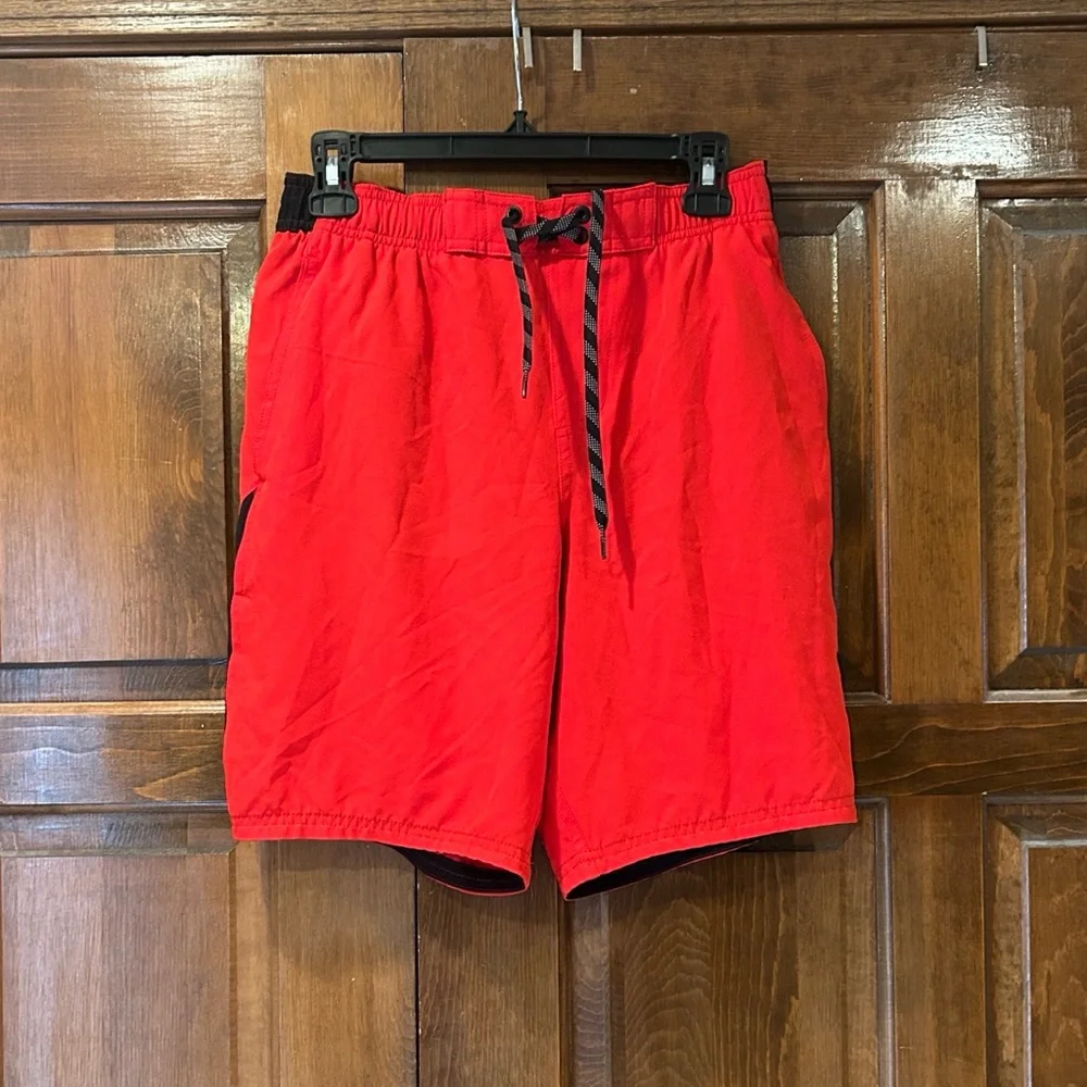 Nike‎ Swim Trunks Men’s Medium Drawstring Pockets Lined Red Black